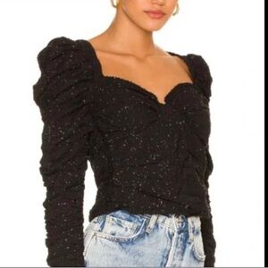 ASTR the Label Caldwell Puff Sweetheart Glittery Top, Med., Like New